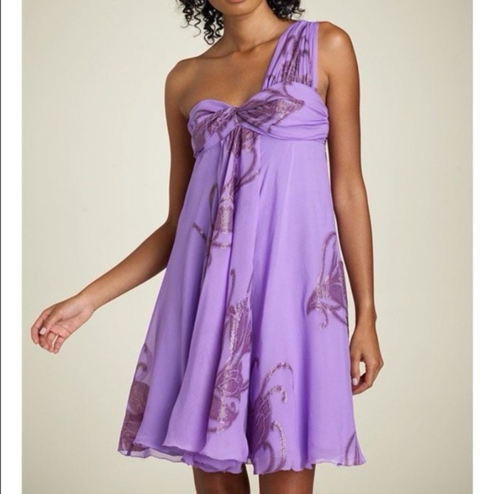 NWT Nicole Miller Silk One-Shoulder Dress  Size 2 – $410 Retail